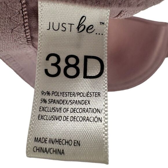 Just Be Bra Size 38D Underwire Purple Back Closure Lightly Padded Classic Opaque - Picture 8 of 9